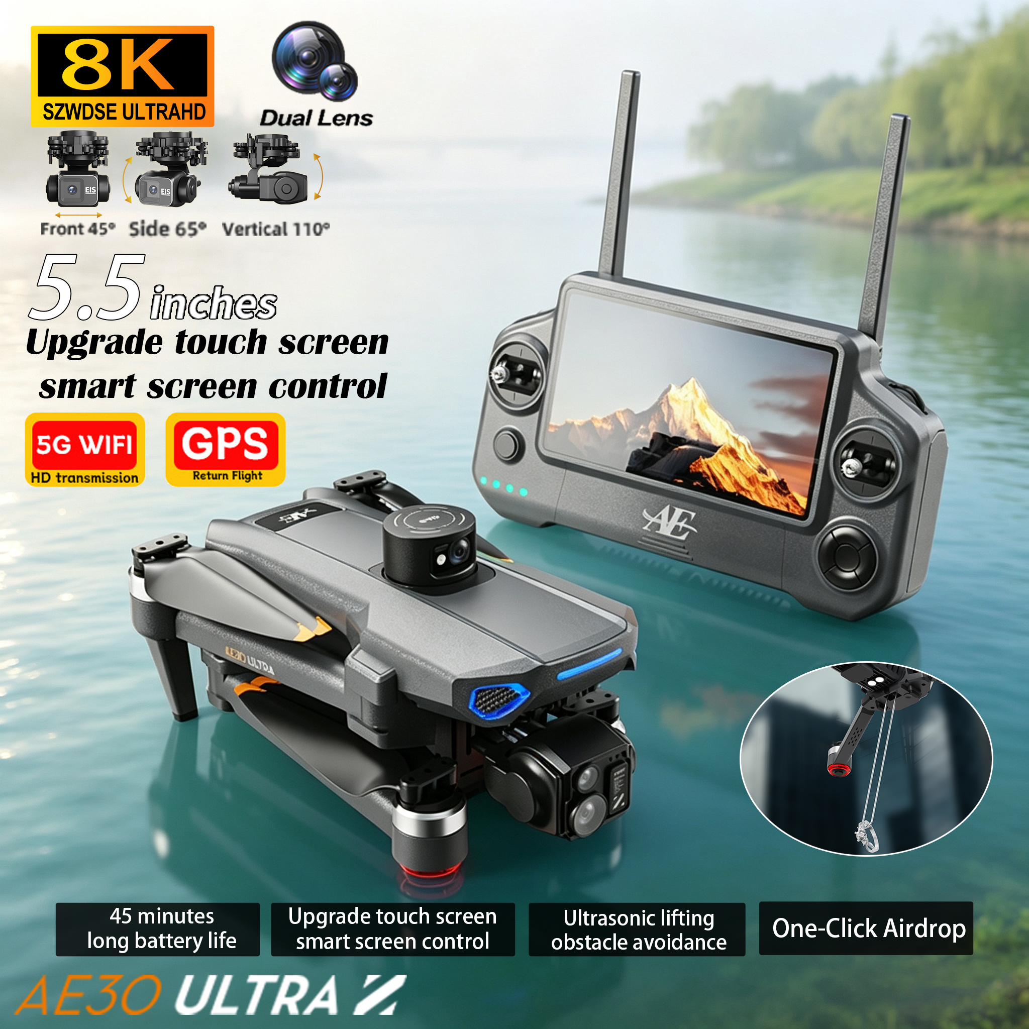 Drone Multispectral - Drone RC 2026 AE30 com GPS,